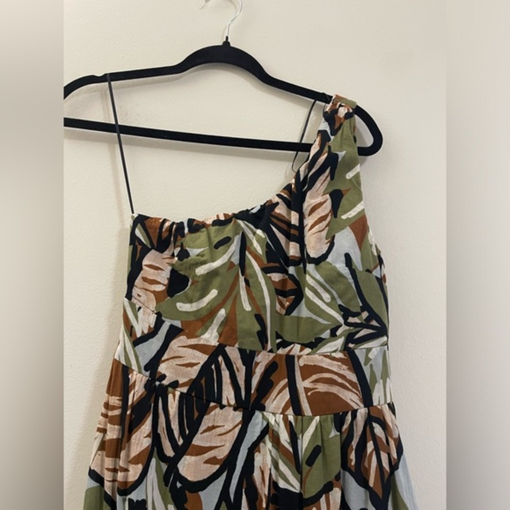 Aubrey Parks for Francesca’s Dalora One Shoulder Palm Print Midi Dress - S - Picture 4 of 12